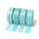 4 Rolls Turquoise Washi Tape Set Perfect for Scrapbooking, Rubber Stamping, Gift Wrap, Weddings, Card