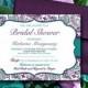 Bridal Shower Invitation Template - Teal Green Eggplant Plum Purple "Chic Paisley" - Instant Download Shabby Chic Bridal Luncheon Template