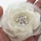 Ivory wedding hair flower/bridal hair flower -wedding hair accessories - organza bridal hair clip