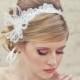 Wedding Lace Tie Headband with Feathers Wedding Head piece Lace Headband