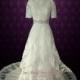 Modest Lace Wedding Dress with Round Jewel Neck Vintage Lace Wedding Dress with Sleeves