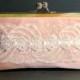 Wedding Bridesmaid Bridal Clutch Blush Pink Silk with Ivory Victorian Lace Romantic Wedding READY TO SHIP Sale