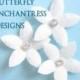 Bridal White Hair Flowers, Wedding Hair Accessories, Headpiece - 3 Diamond White Serena Stephanotis Bobby Hair Pins - Rhinestone Centers