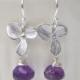 Purple Earrings Orchid Flower Amethyst Gemstone Brithstone Jewelry - Bridesmaid Gifts Bridal Jewelry set of 1 2 3 4 5 6 7 8 9 10