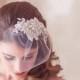 Ivory Wedding Headpiece, Birdcage Veil Hair Comb, Lace Bridal Hair Comb, Ivory Lace Bridal Hair Accessory, Lace Bridal Comb with Bird Cage