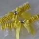 Garter, Wedding Garters in Canary Yellow And White Sheer Organza