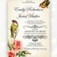 Printable Wedding Invite Vintage Birds & Flowers Weddings Invitation - INSTANT DOWNLOAD - EDITABLE - Retro Floral Art Design