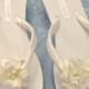 Bridal Flip Flops with Ivory Satin Flower & Pearls Bride Sandals Shoes Wedding Beach Bridesmaids Flower Girl