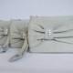 Promotional sale   - SET OF 5 - Grey bow wristelt clutch,bridesmaid gift ,wedding gift ,make up bag,zipper