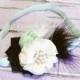 Ivory Black Mint Headband, Flower Girl Headband, Wedding Hair Piece, Baby Feather Headband, Fancy Infant Hairband, Hairbow Hair Clip, Bows