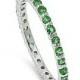 2MM Stackable Band Rhodium Over 925 Sterling Silver Round Emerald Green Channel Setting Ladies Wedding Engagement Anniversary Ring Size 5-10