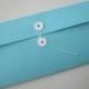 DL Size String Tie Envelope - Horizontal opening - Turquoise Blue and White - Button Closure Envelope - 11x22 cm DL Envelopes - QTY: 10