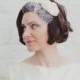 Ivory Bridal Veil, Flower Headband with Birdcage Blusher Veil
