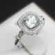 Engagement Ring - 1.5 Carat White Topaz Ring With Diamonds In 14K White Gold