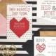Geometric Modern Heart Bridal Shower Invitation Set, Typewriter Valentine Theme Invitation And RSVP Card