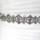 Bridal smokey gunmetal  rhinestone sash.  Antique silver crystal  vintage jewel wedding belt.