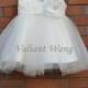 Lovely Ivory Lace Flower Girl Dress Wedding Baby Girls Dress Tulle Rustic Baby Birthday Dress Knee Length Lace/Flower Sash Bow