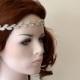 Bridal Hair Accessory, Rhinestone headband, Wedding hair Accessory, Leaf Motif With Ribbons, Silver Color Rhinestone