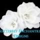 Hair Accessories, Wedding Hair Flowers, Bridal White Flower - 2 Mini Rhinestone Gardenia Bobby Pins
