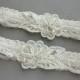 Lace Wedding Garter SET - Ivory Wedding Garters - Pearls & Crystals - Ivory or White - Lingerie - Bridal Shower Gift - "Rosalyn"