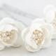 Off white hair flower pin, Bridal hair accessory, Small flower pin, Wedding flower pin, Bridal natural white flower pin, Hair flowers set.