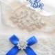 Wedding Garter Beautiful Lingerie Lace MONOGRAM Option Bridal Garter Set Gorgeous Crystalsl Lingerie Lace