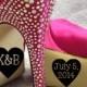 Decal, Wedding Shoes - Couple Initials and Wedding Date in Hearts - Personalize your wedding today! (Custom Wedding Ideas)
