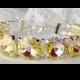 Yellow rhinestone and ivory pearl bracelet - Double strand - Bridal jewelry