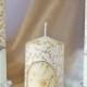 IVORY & GOLD -painted handmade  Wedding Unity Candle. Set of 3. custom color