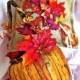 Pumpkin Flower Girl Basket and burlap ring pillow, rustic Fall leaves weddings
