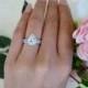 1.5 Carat Pear Cut Halo Engagement Ring & Wedding Band, Flawless Man Made Diamond Simulants, Wedding, Sterling Silver, Bridal, Promise Ring