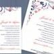 Wedding Invitation Template - DOWNLOAD Instantly - EDITABLE TEXT - Chic Bouquet (Navy & Coral) 5 x 7 - Microsoft Word Format