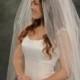 Two Layer Wedding Veils 42 Long Fingertip Bridal Veils Plain Cut Edge 72 wide Illusion Ivory Veils White Bridal Veils