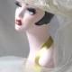 Vintage Ivory Cream Off White Woven Open Weave Wedding Bride Bridal Veil Hat 1970s 1980s