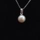 Genuine Pearl Pendant Necklace, 8mm AAA  Genuine Pearl with 16 Inches 925 Silver Necklace, Pearl Silver Pendant, from ADARNA GALLERY