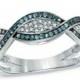 1/3 CT. T.W. Enhanced Blue And White Diamond Twist Band In 10K White Gold