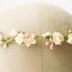 Wedding hair accessories, Peach flower crown, Bridal headpiece, Floral headband, Wreath, Pastel - SHERBERT