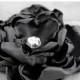 ON SALE Black Satin Dog Collar Flower - Wedding Party Accessory