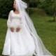 1960's Boho Empire Waist Wedding Gown & 10 Foot Veil by Bridal Originals, Size US 2 / 4 , Vintage 60's Romantic Designer Boho Wedding Gown