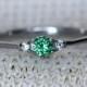 Natural Emerald and White Sapphire 3 stone Trilogy Ring in White Gold or Titanium  - engagement ring - handmade ring