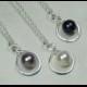 Bridesmaid Gift - Set of 5 Sterling Silver Infinity Bridal Necklace with Swarovski Pearl - Purple Navy Blue Bridal Jewelry