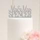 Glitter Wedding Cake Topper Mr and Mrs Topper Design With YOUR Last Name