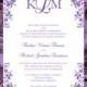 Purple Wedding Invitations "Kaitlyn" Printable Templates Make Your Own Invitations All Colors Av Instant D. Word.doc DIY U Print