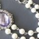 Bridal Jewelry Purple Bridal Necklace Pearl Wedding Jewelry Rhinestone Bridesmaid Necklace Gift Set Double Strand