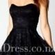 Black Strapless Semi-sweetheart Vintage Cocktail Dress with Lace Overlay