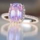 1.75ct Cushion Peach Lavender Champagne Color Change Sapphire 14k Rose Gold Diamond Ring