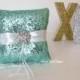 Sequin Ring Bearer Pillow, Aquamarine Sequin Wedding Ring Pillow  - Custom Made