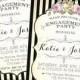 Engagement Party Invitations printable diy black and white stripes Digital File No325