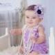 SET- Baby Girl Clothes - Newborn Girl Clothes-Baptism Dress-Flower Girl Dress-Preemie-Lavender Lace Petti Romper & Flower Headband-Baby Girl