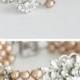 Leaf Wedding Bracelet and Earrings Set Vintage Style Rose Gold Pearl Bridal Bracelet Wedding Jewelry GENOA